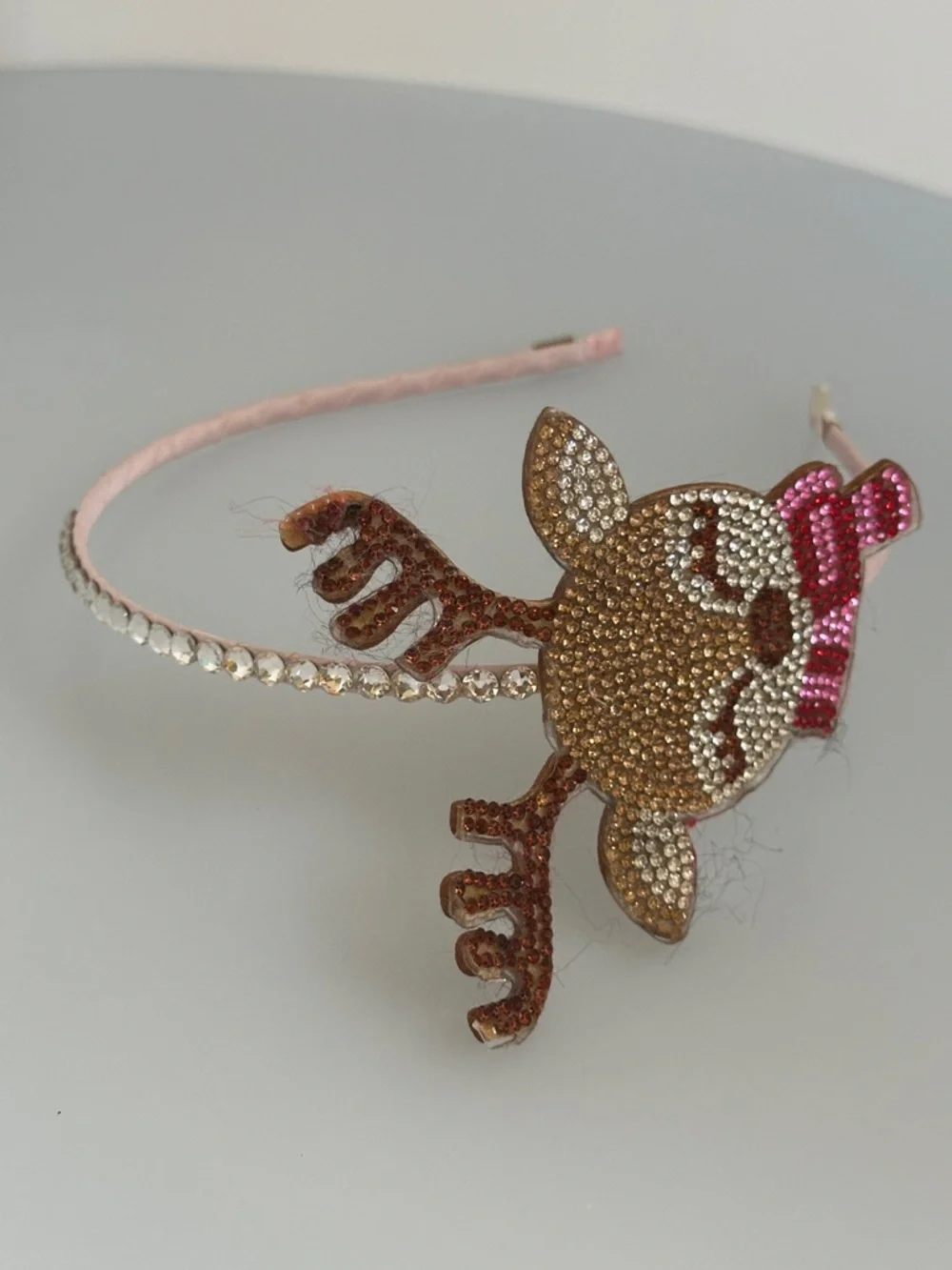 Neiman Marcus Brown and Red Reindeer Rhinestone Kids Headband